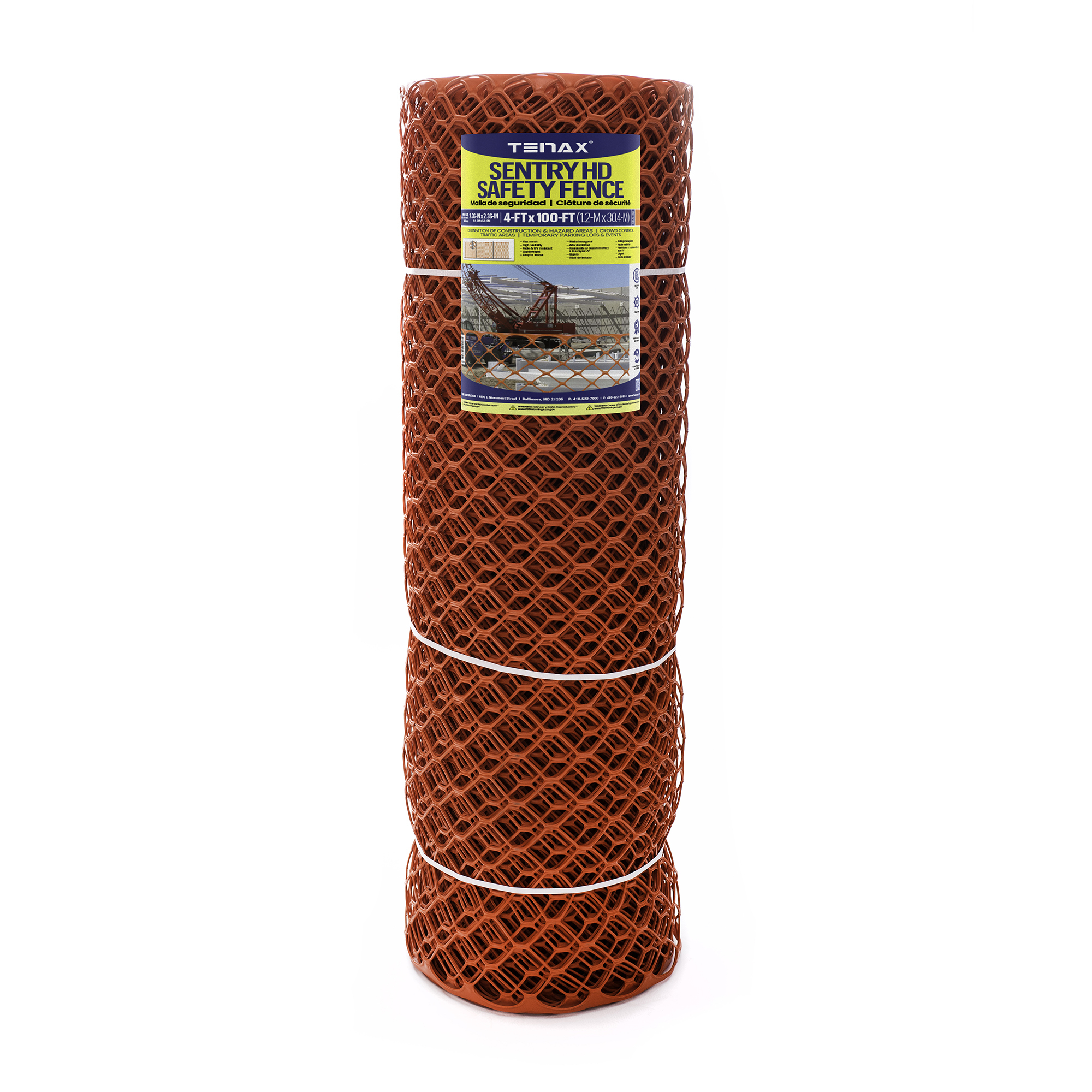 Tenax Sentry HD Diamond Safety Fence — 4ft. x 100ft., Heavy-Duty, High-Density Polyethylene, Orange, Model# 64313304